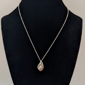 TASAKI  Silver  Akoya Pearl Pendant Necklace In Calla Lily‎